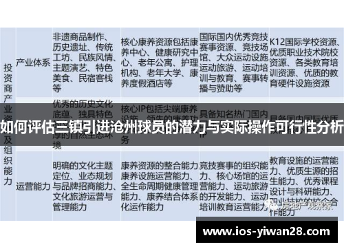 如何评估三镇引进沧州球员的潜力与实际操作可行性分析