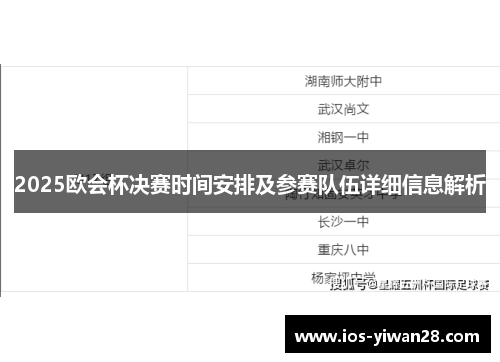 2025欧会杯决赛时间安排及参赛队伍详细信息解析 2025欧会杯决赛时间安排及参赛队伍详细信息解析