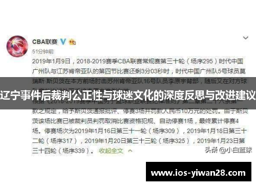 辽宁事件后裁判公正性与球迷文化的深度反思与改进建议